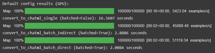 Result of running the first test on GPU