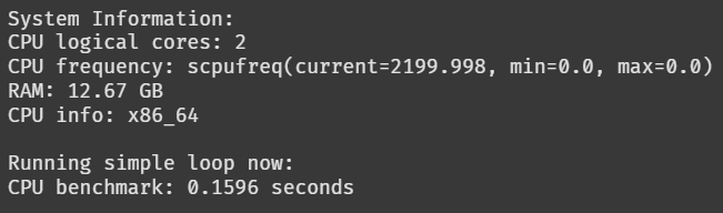 Result of CPU information on CPU runtime